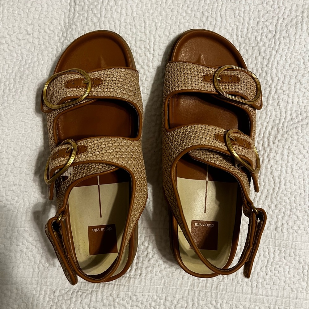 Dolce Vita Brown and Gold Sandals with Adjustable Straps